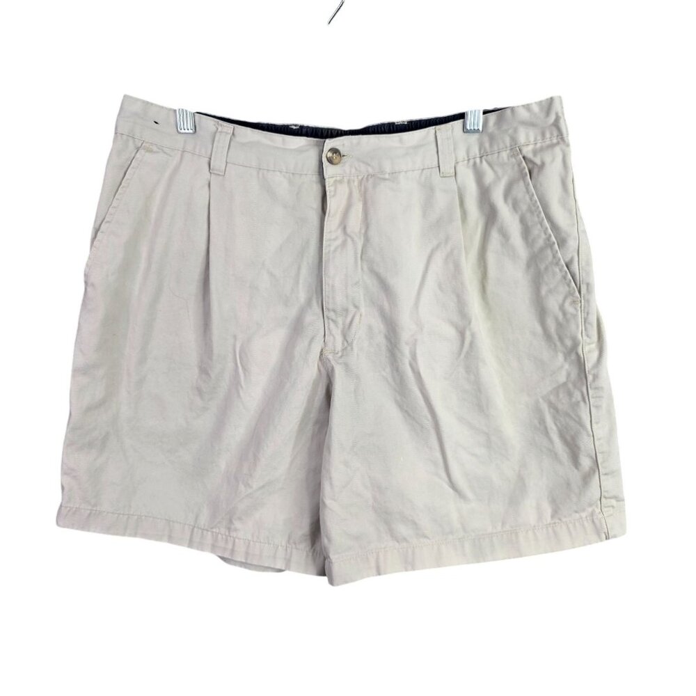 Mens Catalina Beige Pleated Chino Shorts 100% Cotton 7" Inseam Size 40
